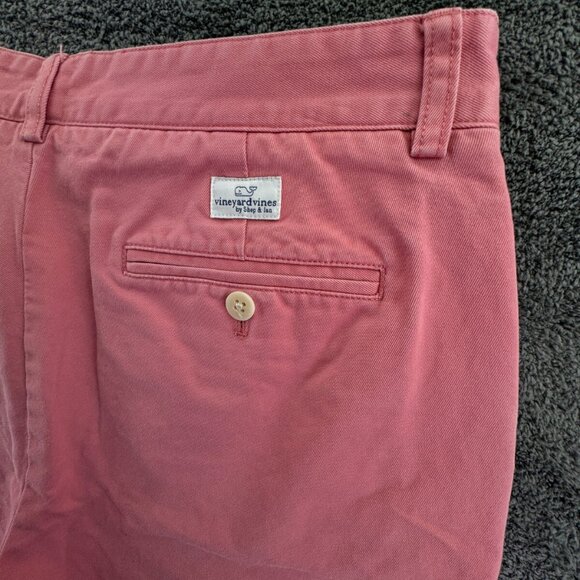 Vineyard Vines Club Salmon Pink Shorts Size 34 Chino Zip Fly Preppy Whale Logo - Picture 16 of 16
